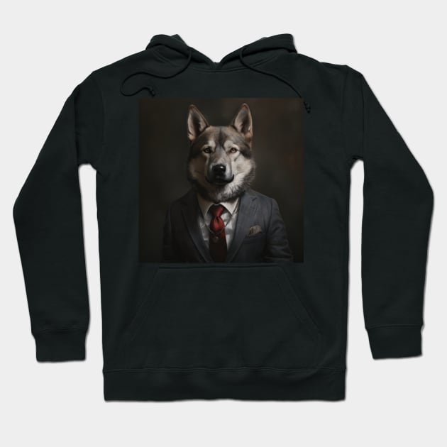 Norwegian Elkhound Dog in Suit Hoodie by Merchgard